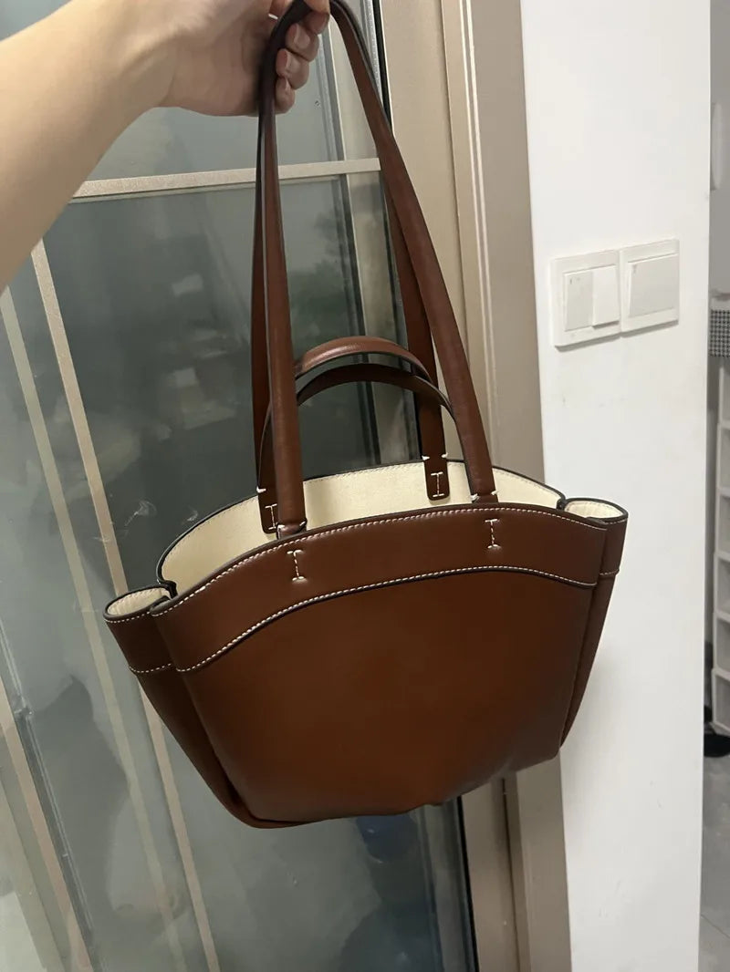 Women Tote Bag Underarm Pouch Large Capacity Pu Leather Shoulder Bag Retro Crossbody Bag Casual Portable Bucket Bags Handbag