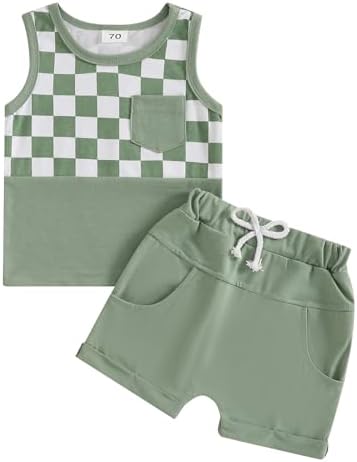 Soft Breathable Baby Boy Summer Set Includes Tank Shorts