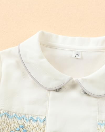 Twoflower Toddler Boy Smocked Outfit - Unique Fall Long Sleeve Shirts for Boys