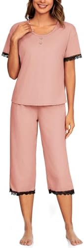 POKWAI Womens Pajama Set Sleepwear Stylish Comfortable Night clothes