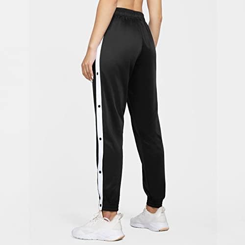 High-waisted split-side striped womens sweatpants for active