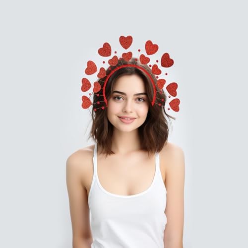 Red Heart Sequin Headband Valentines Day