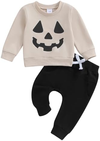 SAYOO Halloween Baby Outfit 2Pcs Pumpkin Ghost Sweatshirts Jogger Pants