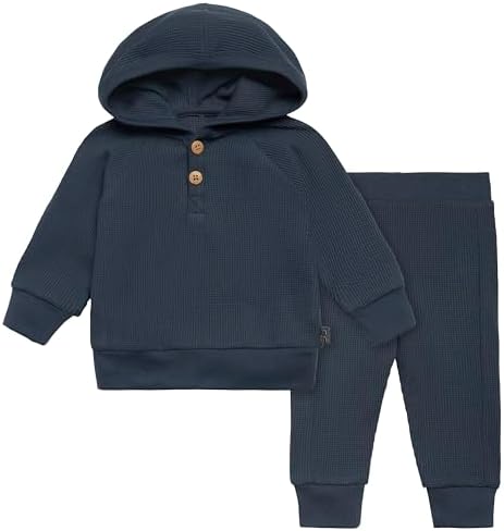2-Piece Baby Set - Waffle Hoodie Pants Stretchy Cozy