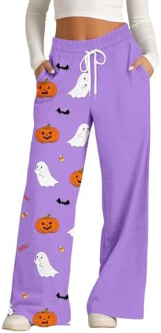 Festive Halloween Wide Leg Joggers for Women