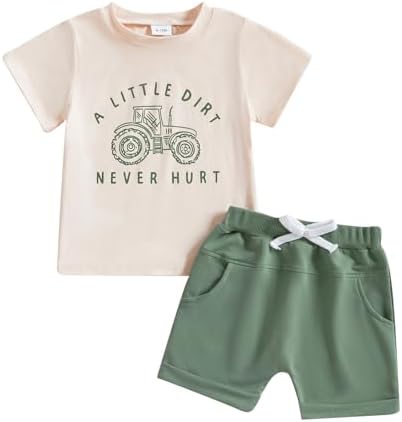 fhutpw Toddler Tractor T-Shirt Set for Boys