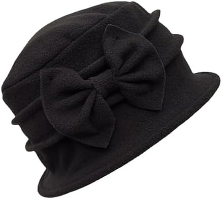 Warm Womens Bucket Hat with Elegant Bow for Autumn