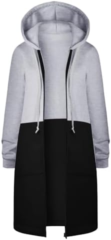 GOFULY Womens Plus Size Fleece Full Zip Knee Length Tunic Sweatshirt