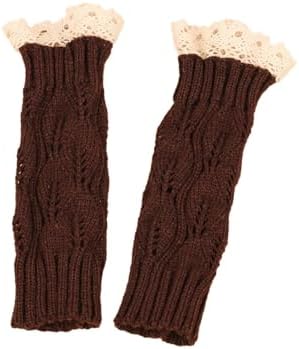 Knit Arm Warmer Womens Gloves - Splicing Lace Design Waterproof Touchscreen Ergonomic Fit