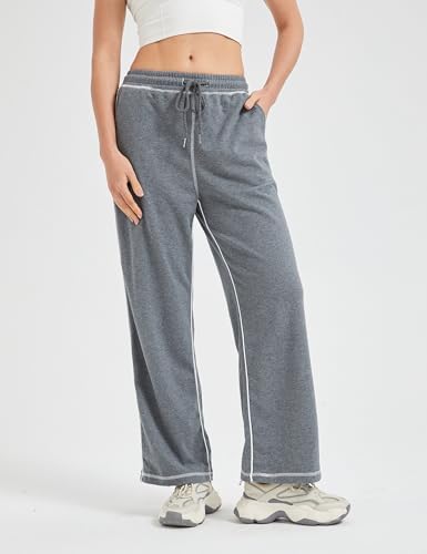 Sheboots Womens Track Pants - Wide Leg Casual High Waisted sweatpants with Drawstring
