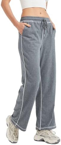 Sheboots Womens Track Pants - Wide Leg Casual High Waisted sweatpants with Drawstring