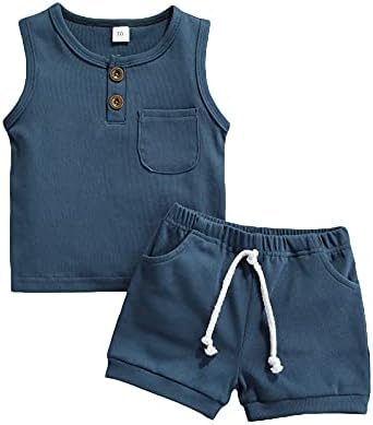 Summer Casual Set for Toddler Boys Cute Stripe Tank Shorts