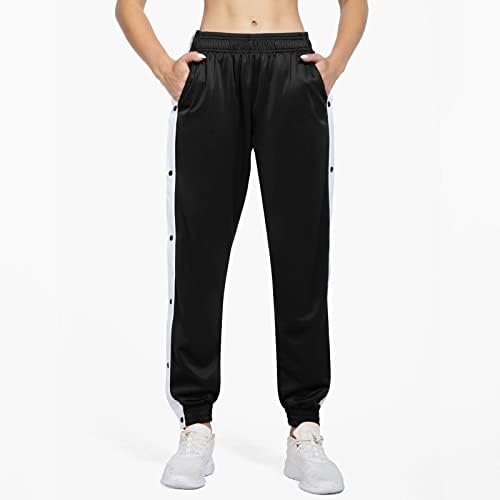High-waisted split-side striped womens sweatpants for active