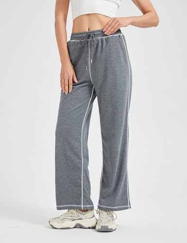 Sheboots Womens Track Pants - Wide Leg Casual High Waisted sweatpants with Drawstring