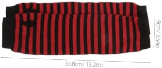 VANZACK Womens Knitted Fingerless Gloves with Striped Design