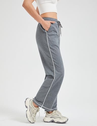 Sheboots Womens Track Pants - Wide Leg Casual High Waisted sweatpants with Drawstring