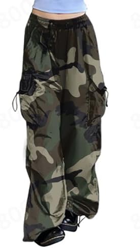 Camouflage High Waist Wide Leg Bike-Ride Summer Choice Womens Cargo Pants