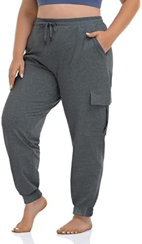 Zerdocean Womens Plus Size Active Workout Cargo Sweatpants