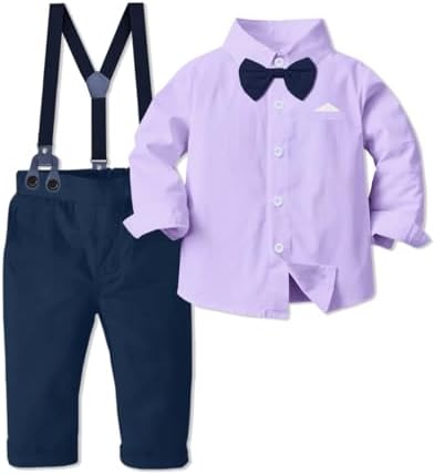 Sangtree Boys Long Sleeved Two-Piece Set With Suspenders
