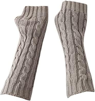 Womens Winter Warm Fingerless Knitted Glove Grey