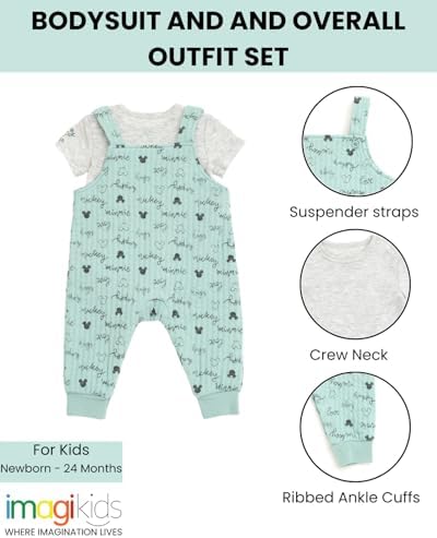 Disney Minnie Mouse and Mickey Mouse Baby Bodysuit and Overall Set