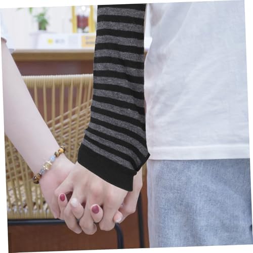 Cute Striped Fingerless Gloves Long Arm Warmers for Women Winter Protection