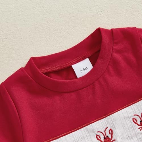 Crawfish Outfit Set Toddler Boy lobster embroidery fishing t shirt