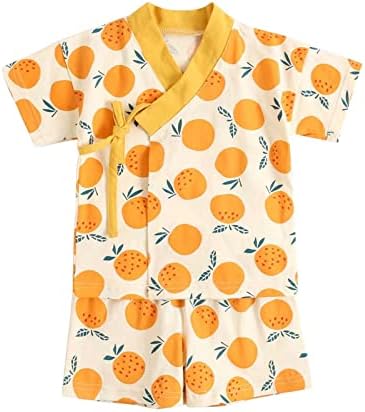 Fruit Print Short Sleeve Outfit for Baby Boys and Girls
