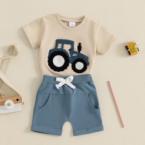 Mini Tractor and Farm Set for Baby BOY SUMMER Outfit