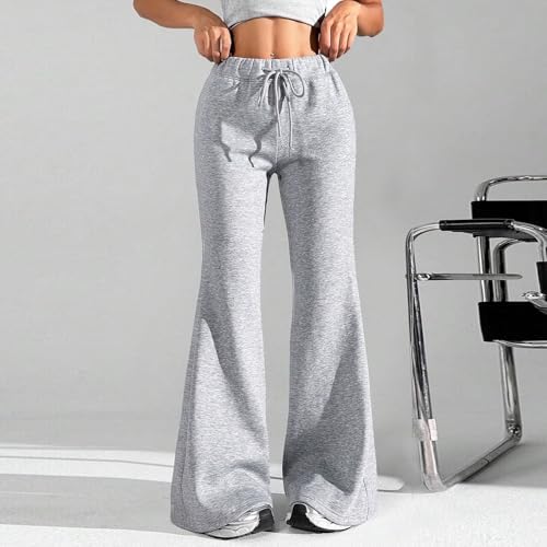 Wide Leg Flare Joggers Women - Drawstring High Waisted Cotton