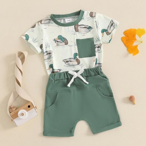 Adorable Baby Boy Summer Outfit Checkered Plaid Two in 1