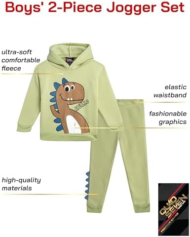 Toddler Boys Cozy Dinosaurs and Construction Printed Fleece Jogger Set