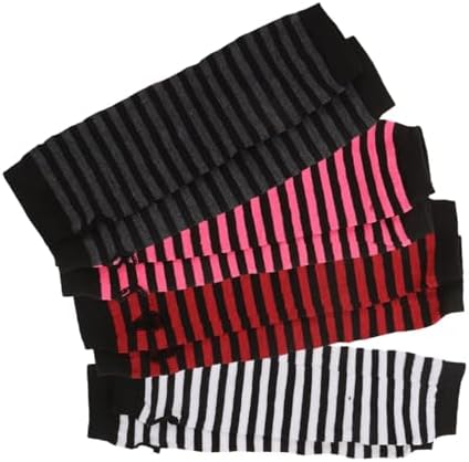 VANZACK Womens Knitted Fingerless Gloves with Striped Design