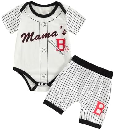 Baby Boy Baseball Outfit - Lightweight Romper Shorts Set for Summer