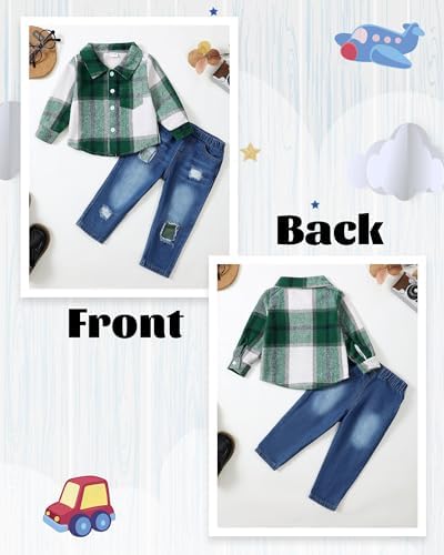 High-Quality Toddler Boys Plaid Jean Set