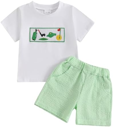 Golf Shorts Set Boys Girls Summer Embroidery - Licupiee