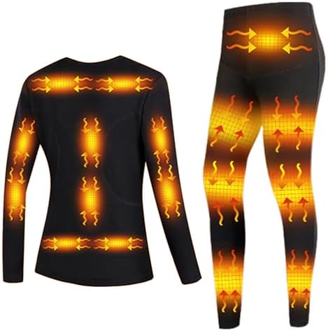 Womens electric heating underwear set Fleece linner thermal top and bottom