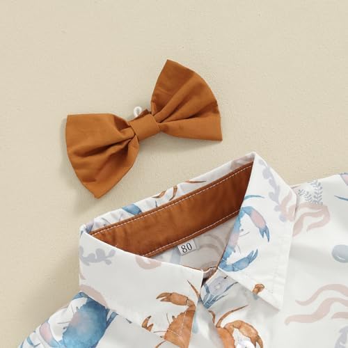 Licupiee Toddler Boys Ocean Print Shorts Set 2Pcs Crab Turtle Summer Outfits
