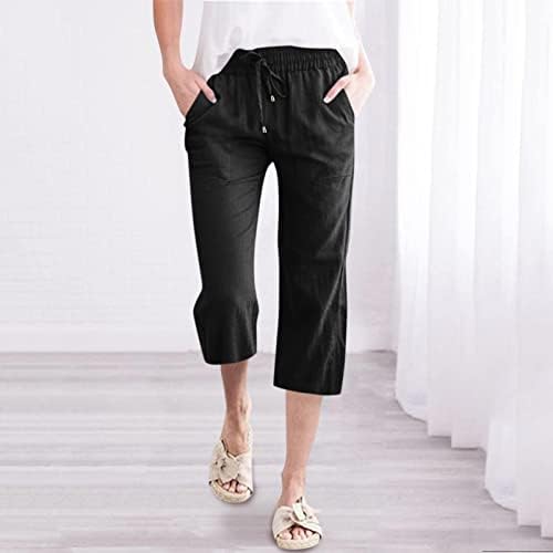 High-Waisted Flowy Wide Leg Cotton-Linen Trousers