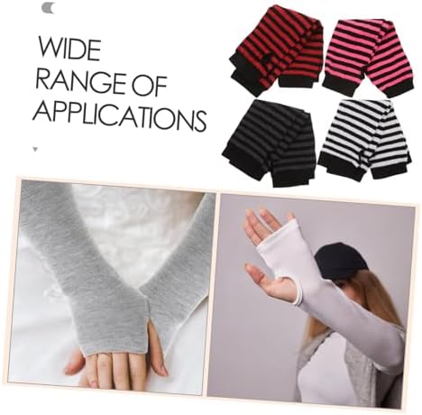 FOMIYES Stripe Fingerless Gloves for Women Tech Warm