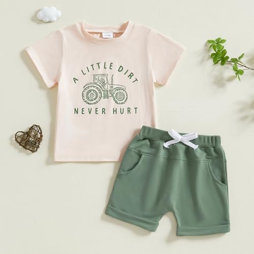 fhutpw Toddler Tractor T-Shirt Set for Boys