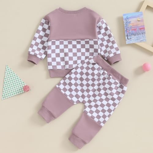 Toddler Baby Checkered Plaid Clothes Set 2Pcs