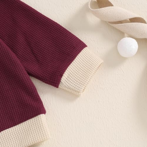 Meiweileya Toddler Essentials Waffle Knit Patchwork Polo Set