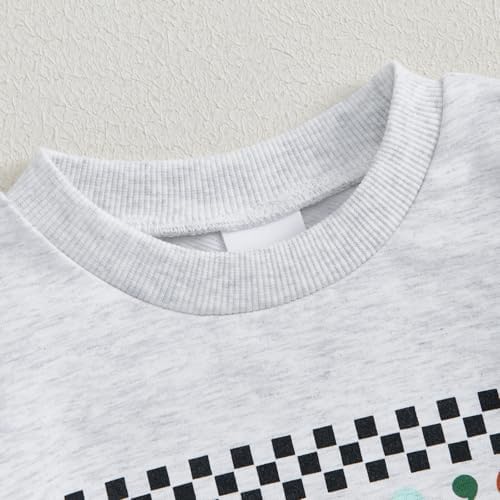 Cute Fall Winter Toddler Boy Outfit Funny Letter Print Sweatshirt Pants Set