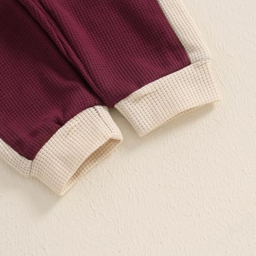 Meiweileya Toddler Essentials Waffle Knit Patchwork Polo Set