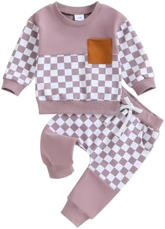 Toddler Baby Checkered Plaid Clothes Set 2Pcs