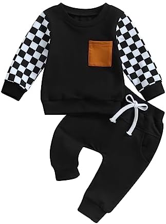 Toddler Checkered Sweatshirt and Jogger Pants Set
