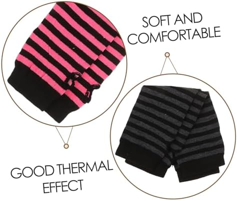 Cute Striped Fingerless Gloves Long Arm Warmers for Women Winter Protection