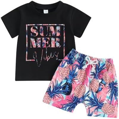 Perfect Summer Toddler Boys Pineapple Top Shorts for Kids