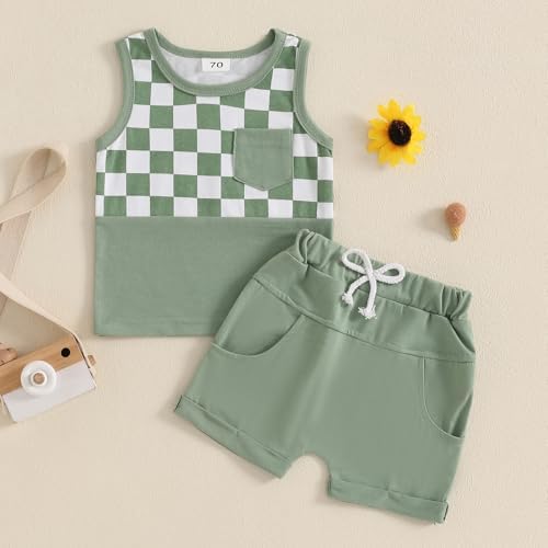 Soft Breathable Baby Boy Summer Set Includes Tank Shorts